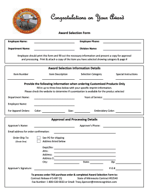 Award Selection Form