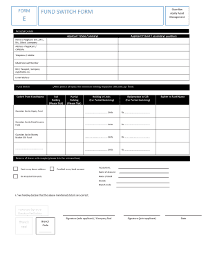 FUND SWITCH FORM - Guardian Acuity Asset Management Limited