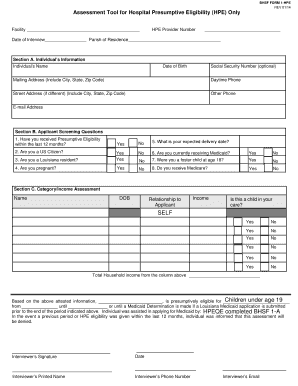 Louisiana Hospital Presumptive Eligibility Form