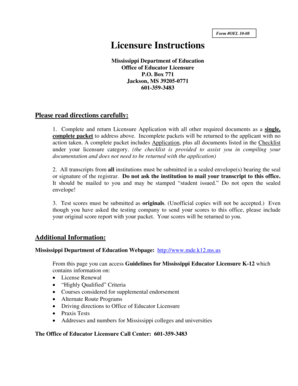 Mississippi Educator Licensure Application