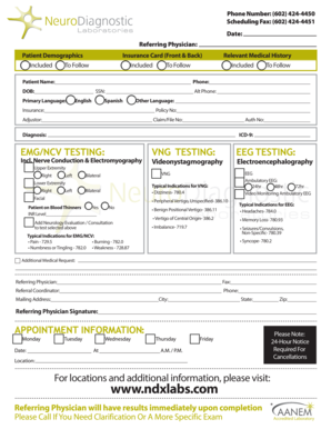 Medical Test Order Form