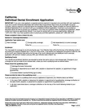 California Individual Dental Enrollment Application