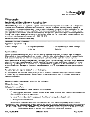 Wisconsin Individual Enrollment Application