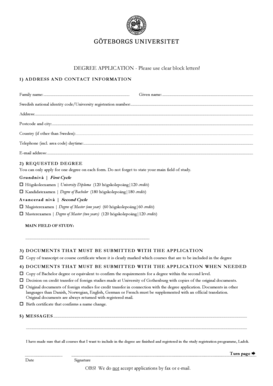 Swedish Degree Application Form