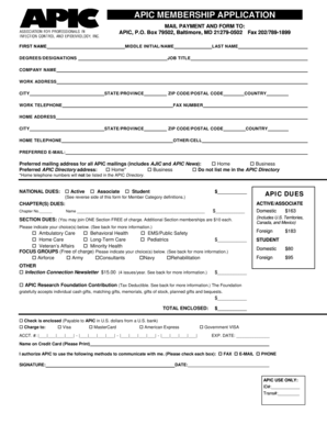 APIC Membership Application Form
