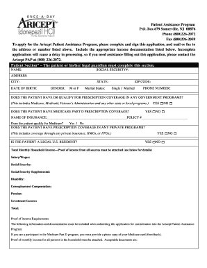 Aricept Patient Assistance Program Application