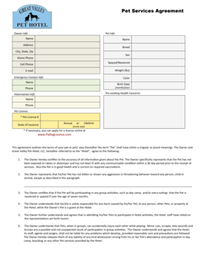Pet Services Agreement