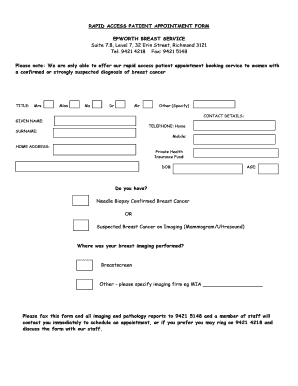 Rapid Access Patient Appointment Form