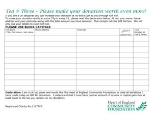 UK Gift Aid Declaration Form