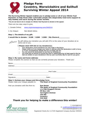 Surviving Winter Appeal Pledge Form