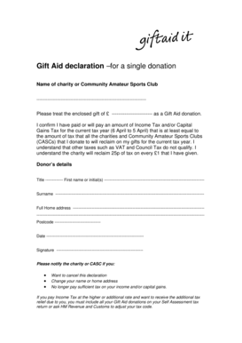 Gift Aid Declaration Form