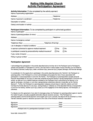 Activity Participation Agreement