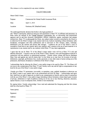 Minor Talent Release Form