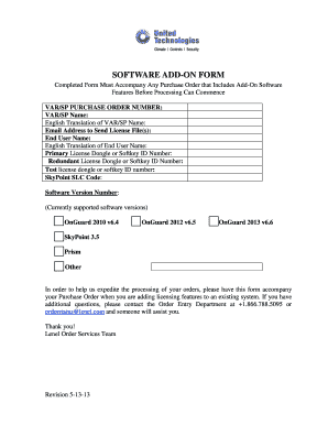 Software Add-On Form