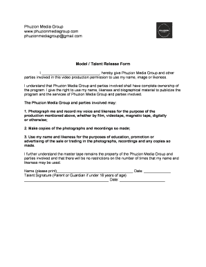 Model Talent Release Form