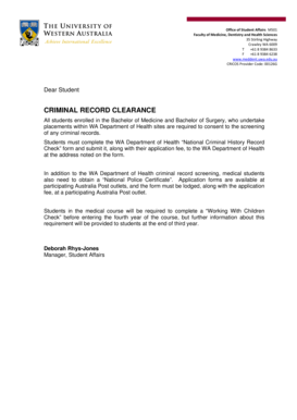 WA Health Criminal Record Screening Consent Form