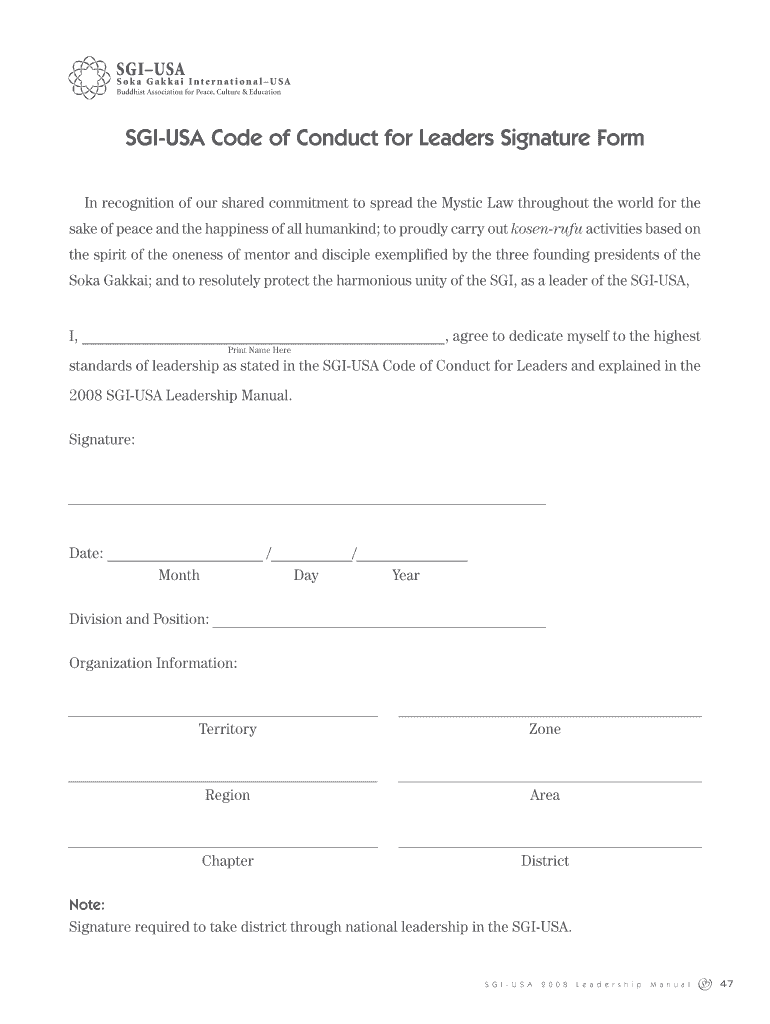 code of conduct form Preview on Page 1