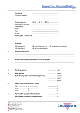 Enquiry Form - Screening Machine