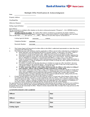 Multiple Offer Notification & Acknowledgment