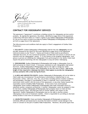 Contract for videography services - Godina Video Productions