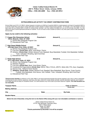 Arizona Extracurricular Activity Tax Credit Form