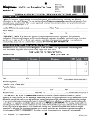 Mail Service Prescription Fax Form