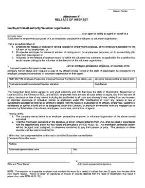 Washington Driving Record Release Form