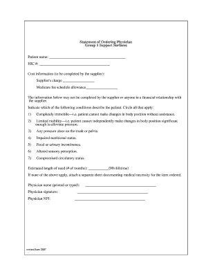 Statement of Ordering Physician for Support Surfaces