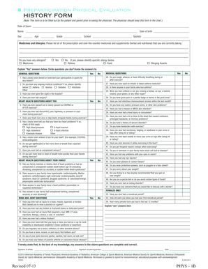 Preparticipation Physical Evaluation Form