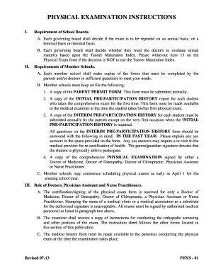 South Dakota High School Physical Exam Form