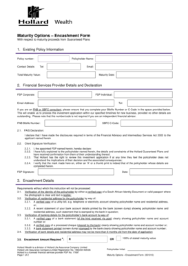 Hollard Maturity Encashment Form