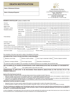 Death Benefit Claim Form
