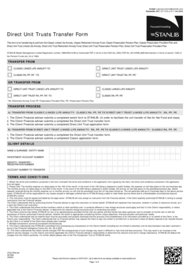 Direct Unit Trusts Transfer Form
