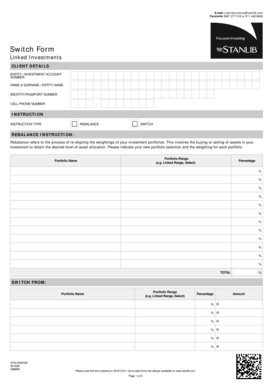 STANLIB Investment Switch Form