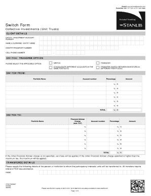 South African Unit Trust Switch Form