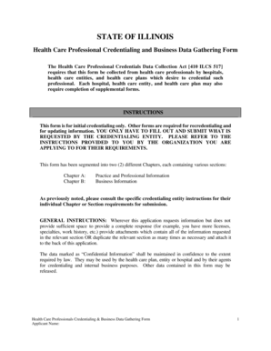 Illinois Health Care Professional Credentialing Form
