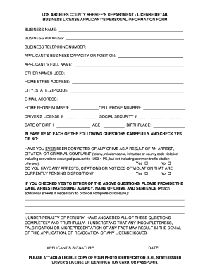 Los Angeles County Business License Application Form