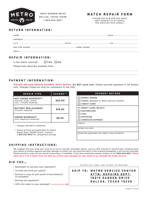 fillable online this form will authorize dental select to begin an metro service center watch repair form