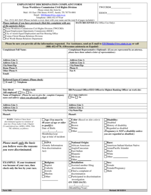 Texas Employment Discrimination Complaint Form