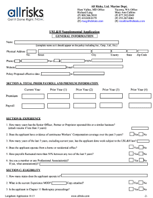 USL&H Workers' Compensation Application