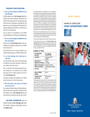 Franklin Templeton Cash Advantage Card Application