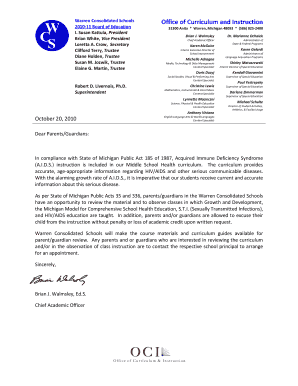 Michigan AIDS Instruction Excusal Form