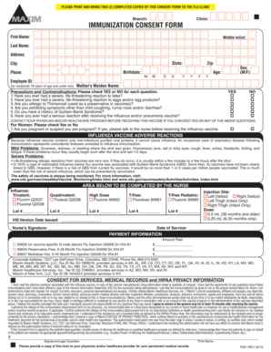 Influenza Vaccine Consent Form
