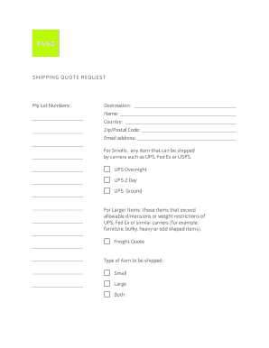 Shipping Quote Request Form