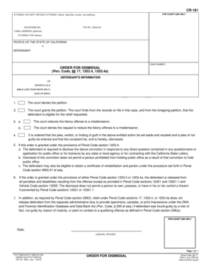 California Order for Dismissal