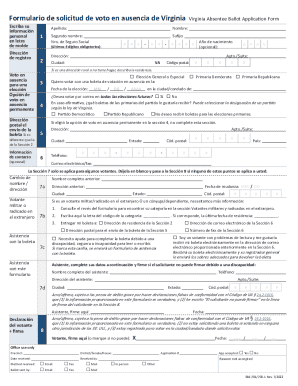 Formulario de solicitud de voto en ausencia de virginia