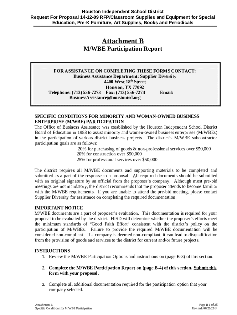 Attachment B M/wbe Participation Report Doc Template | pdfFiller