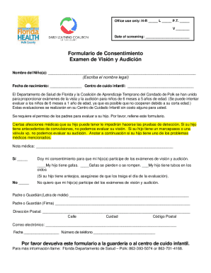 Vision screening information sheet and ...