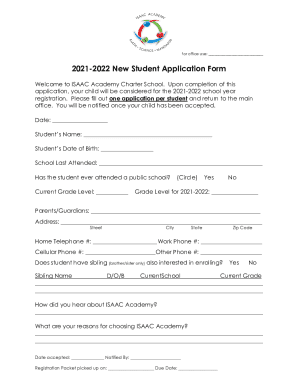 2021-2022 new student application form