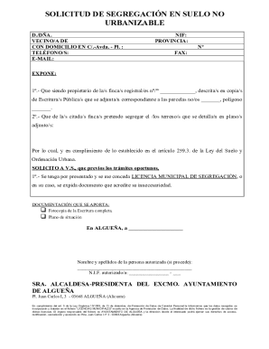 Solicitud de segregacin en suelo no urbanizable